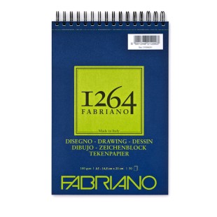 Альбом для графики на спирали Fabriano "1264 Drawing" 14,8х21см, 30л, 180гр/м², мелкозернистая (19100645)