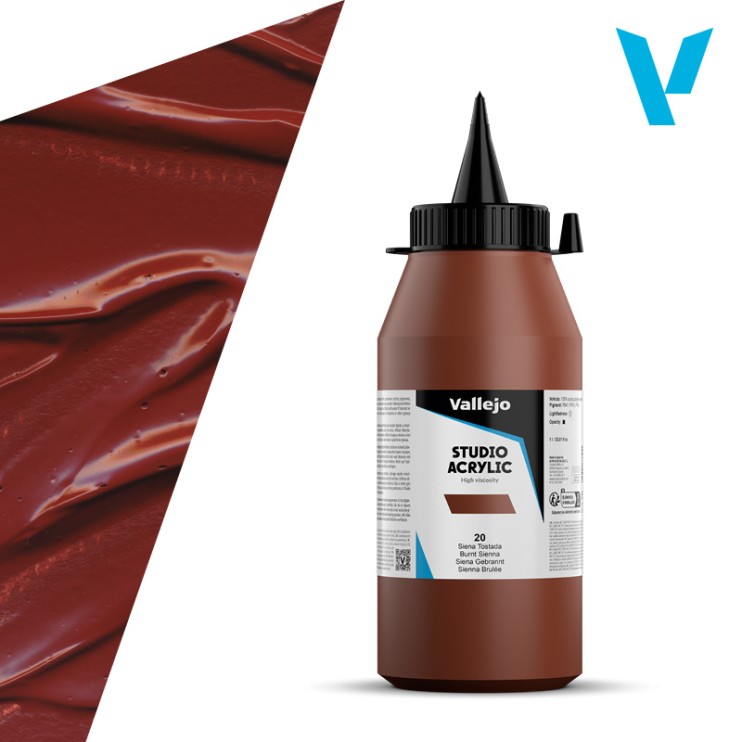 Акрил Vallejo "Studio" 20 Burnt Sienna (Сиена жженая), 1л
