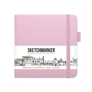 Блокнот для зарисовок Sketchmarker 12x12см, 80л,140гр/м² ,твердая обложка, Розовый