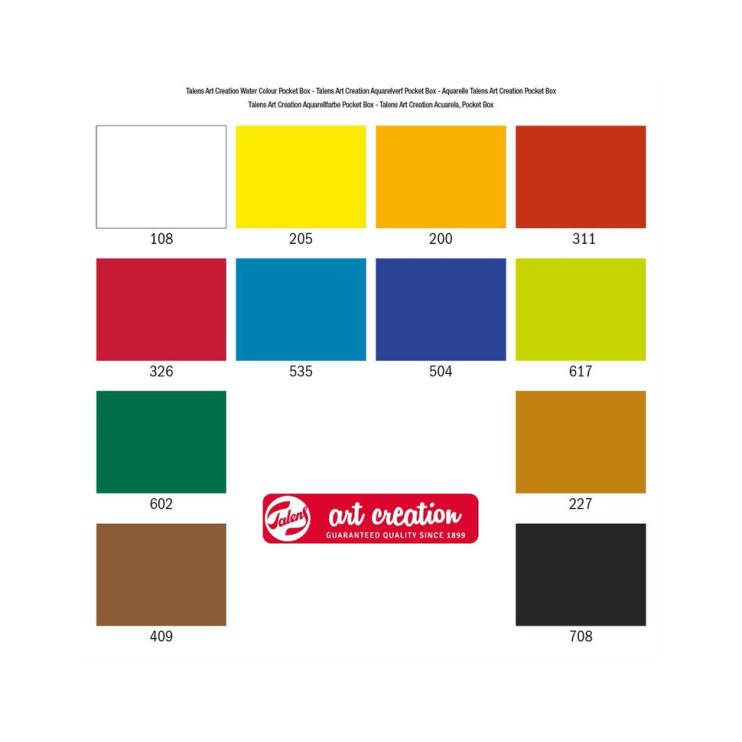 Набор акварельных красок Art Creation " Watercolour pocket box" 12 кювет в пластиковом пенале