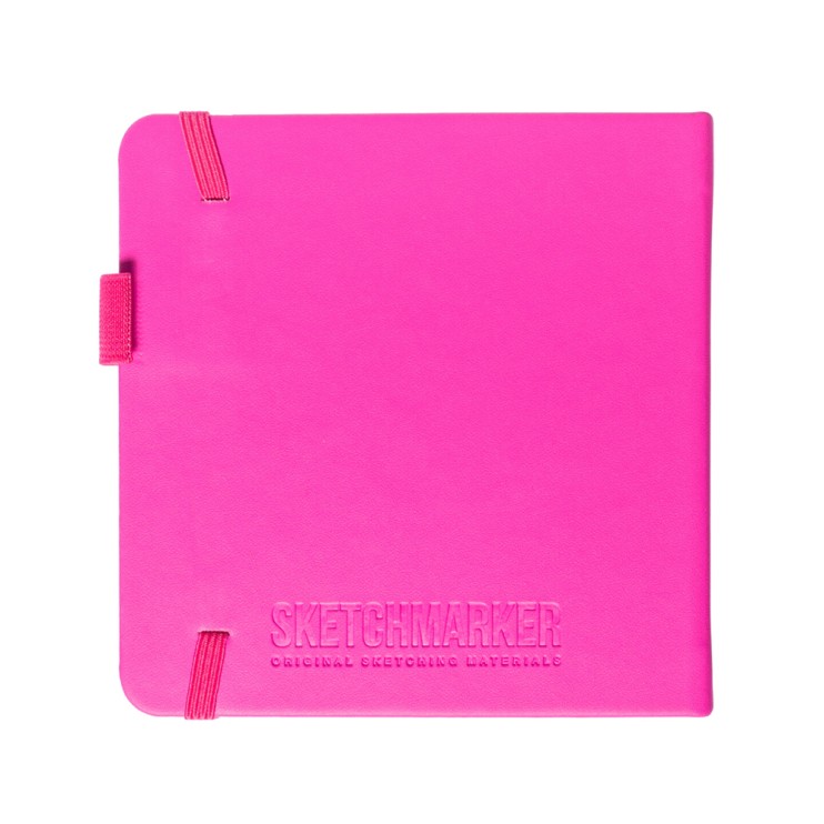 Блокнот для зарисовок Sketchmarker 12x12см, 140г/м2, 80л, твердая обложка Неоновая фуксия