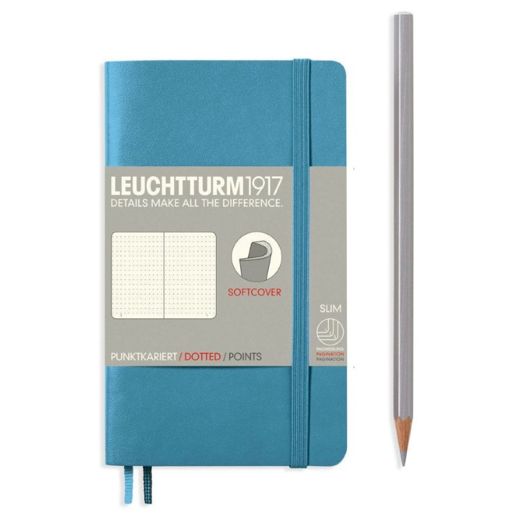 Блокнот в клетку Leuchtturm1917 "Pocket" A6, 61л, 80гр/м², мягкая обложка,Синий Нордический (355305)