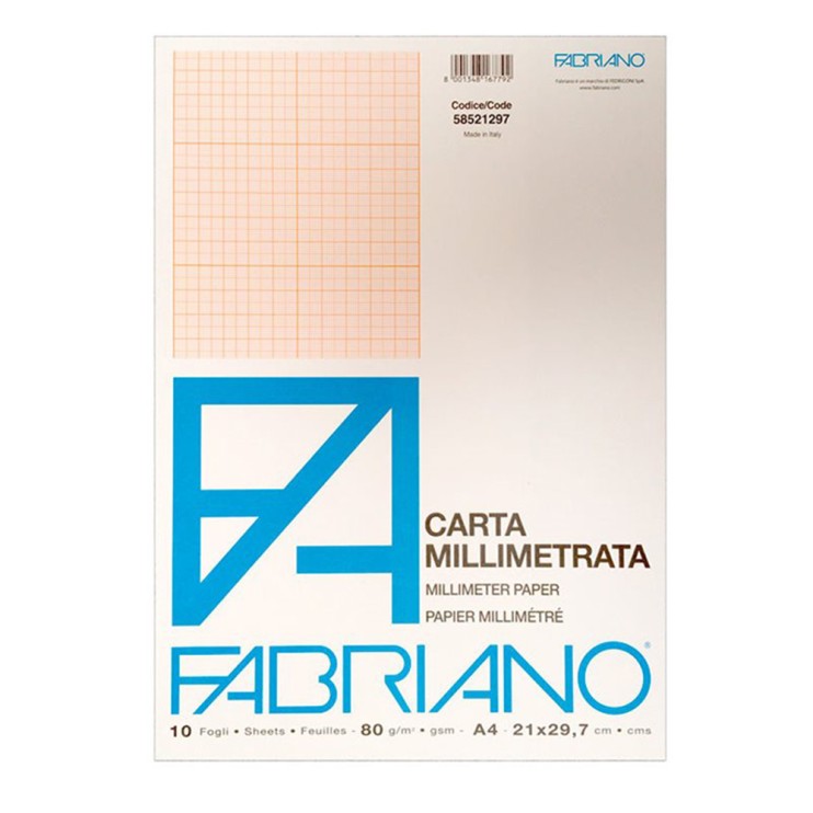 Калька-миллиметровка Fabriano "Carta millimetrata" А4, 10л, 80гр/м (58521297)