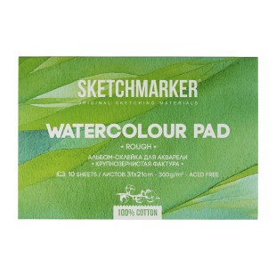 Склейка для акварели Sketchmarker "Watercolour pad" крупное зерно, 21x31см, 10л, 300г/м.кв (100% хлопок)