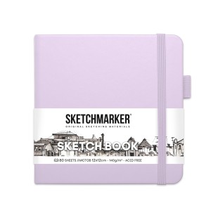 Блокнот для зарисовок Sketchmarker 12x12см, 80л,140гр/м² ,твердая обложка, Фиолетовый пастельный