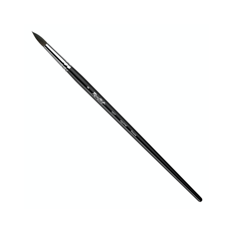 Белка круглая кисть для акварели "1417" №8, длинная матовая ручка