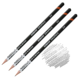 Комплект графитных карандашей Derwent "Graphic" 2H (3 штуки)