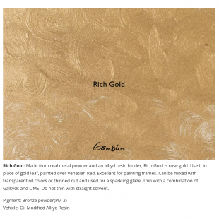 Масляная краска Gamblin "Artist" Rich Gold (золото яркое), туба 37мл