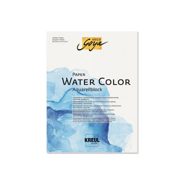 Блок акварельной бумаги Solo Goya "Watercolor" 24х32см, 20 листов, 300 гр,м