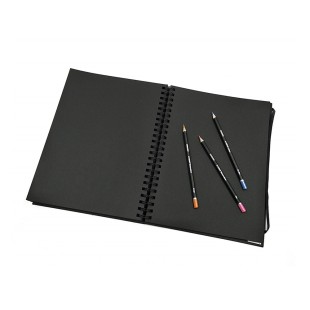 Блокнот для эскизов на спирали Derwent "Black Book" черная бумага, А4, 40л, 200г/м (2300379)
