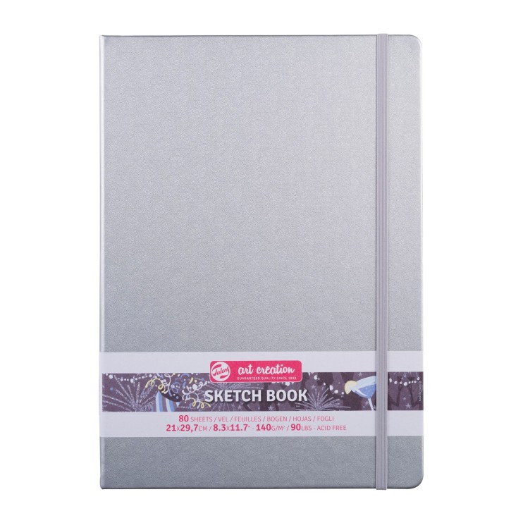 Блокнот для зарисовок Art Creation "Shiny Silver" 21х29,7см, 80л, 140гр/м² (металлик, твердая обложка)