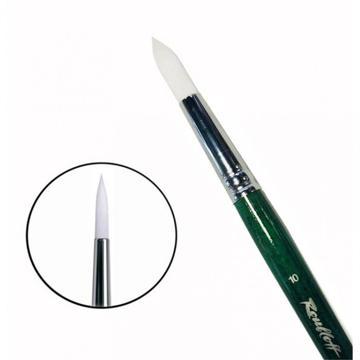 Кисть синтетика жемчужная круглая "1Р1G" №10 ручка длинная