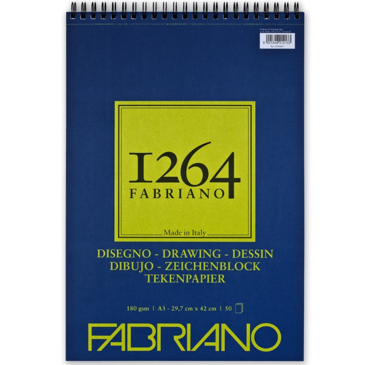 Альбом для графики на спирали Fabriano "1264 Drawing" А3, 50л, 180гр/м², мелкозернистая (19100647)
