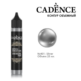 Рельефный контур акриловый Cadence "Dimensional Paint" 25мл, CDP401 серебро