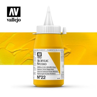 Акриловая краска Vallejo "Studio" #22 Cadmium Yellow Deep (Кадмий желтый темный), 1л