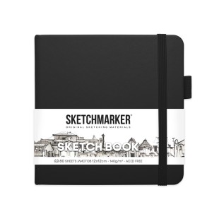 Блокнот для зарисовок Sketchmarker 12x12см, 80л,140гр/м² ,твердая обложка, Черный