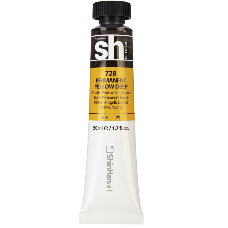 Краска масляная ShinHan "Sh" №728 Желтый насыщенный устойчивый, туба 50мл 