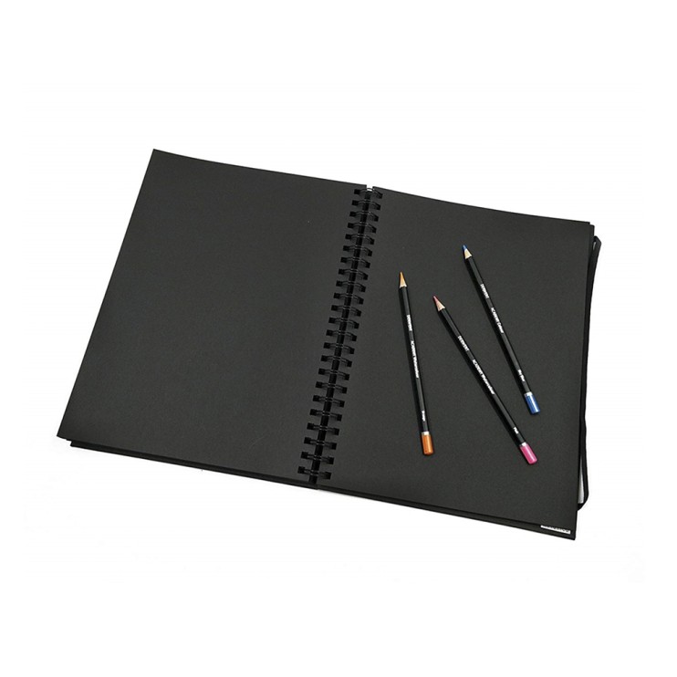 Блокнот для эскизов на спирали Derwent "Black Book" черная бумага, 30,5х30,5см, 40л, 200г/м (2300382)