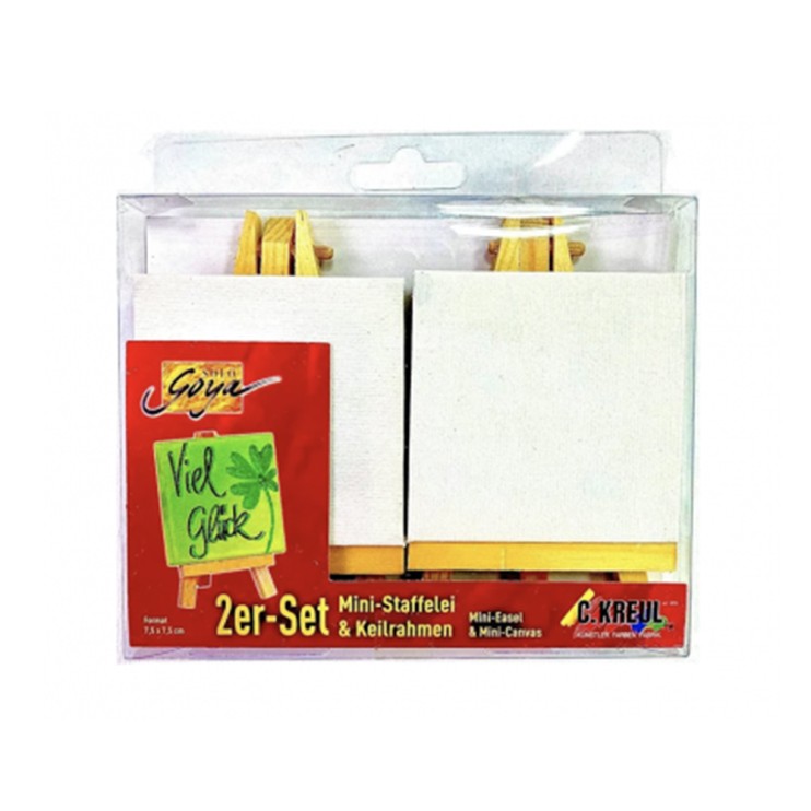 Комплект из 2х мини-мольбертов по 12 см Kreul "Solo Goya" и 2х мини-холстов (7,5х7,5 см)