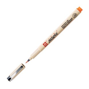 Ручка-кисточка капиллярная Sakura "Pigma Brush" Оранжевый цвет