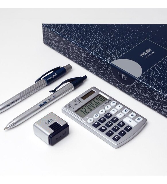 Набор канцелярский Milan "Silver" 4 предмета в подарочной коробке