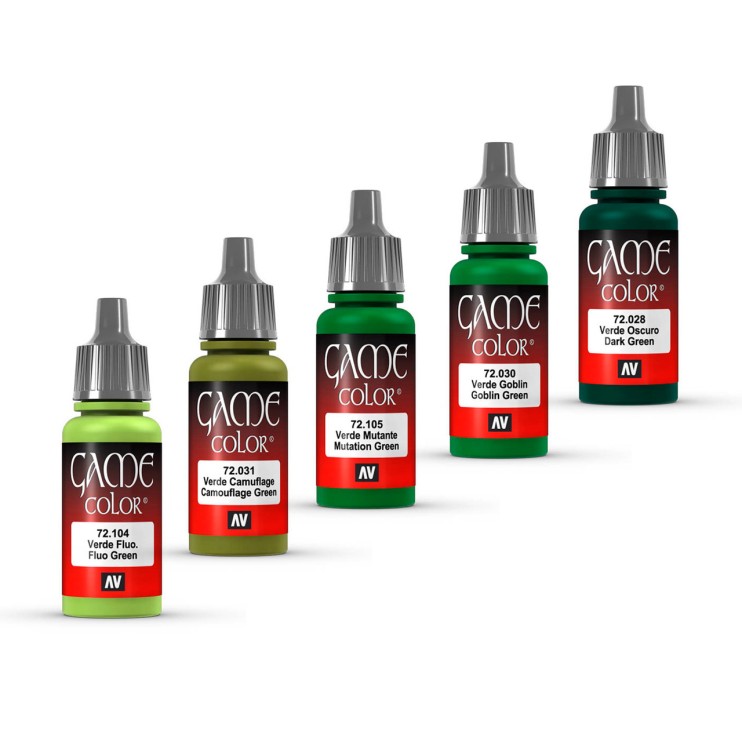 Набор красок  Vallejo "Game Color" "Green" 5 штук (№028, 030, 031, 104, 105) по 17мл