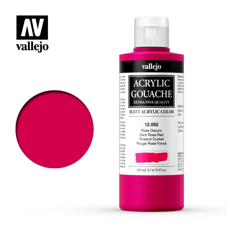 Гуашь-темпера Vallejo "Acrylic Gouache" 12.052 Красная роза темная, 200 мл