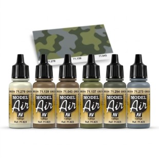 Набор 6 красок Model Air "WWII USMC COLORS GREEN&GREY PATTERNS" 71.623, 6 цветов