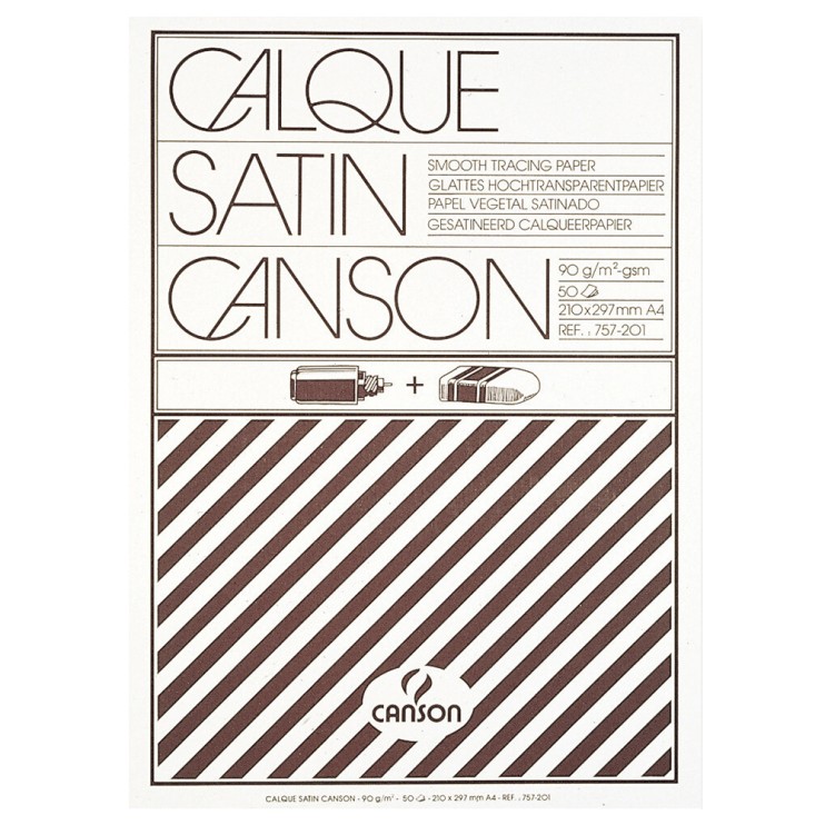 Калька сатиновая Canson "Tracing paper" A4, 50л, 90гр/м (0757201)