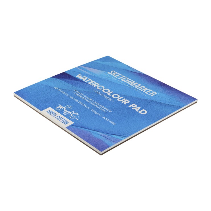 Склейка для акварели Sketchmarker "Watercolour pad" среднее зерно, 26x26см, 10л, 300г/м.кв (100% хлопок)