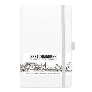 Блокнот для зарисовок Sketchmarker 13x21см, 80л, 140гр/м², твердая обложка, Белый