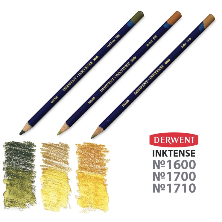 Набор карандашей чернильных Derwent "Inktense" 3 штуки, горчичные оттенки (1600, 1700, 1710)