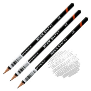 Комплект графитных карандашей Derwent "Graphic" 6H (3 штуки)