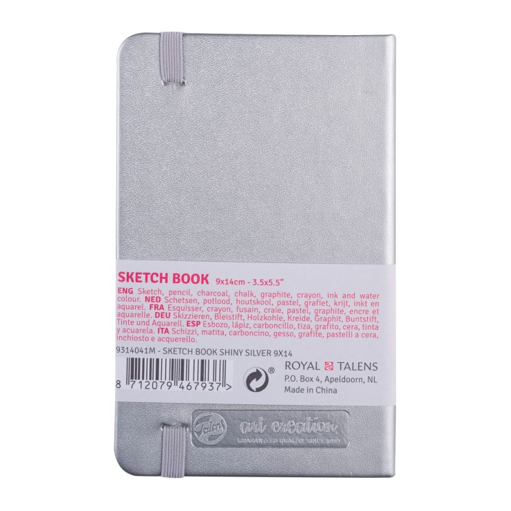 Блокнот для зарисовок Art Creation "Shiny Silver" 9х14см, 80л, 140гр/м² (металлик, твердая обложка)