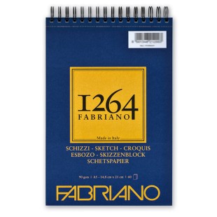 Альбом для графики на спирали Fabriano "1264 Sketch" 14,8х21см, 60л, 90гр/м², мелкозернистая (19100636)