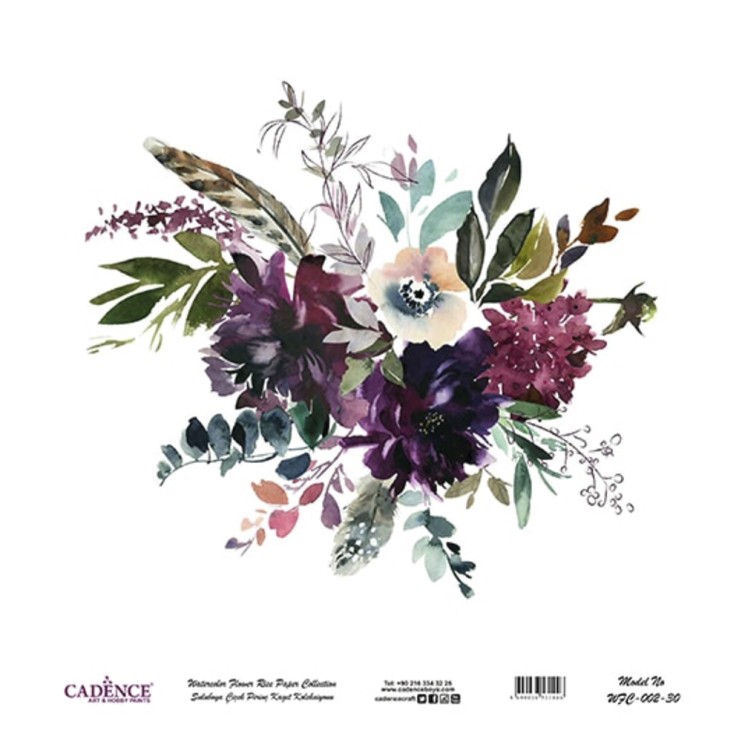 Рисовая карта "Watercolor flower" 30х30см, WFC-002