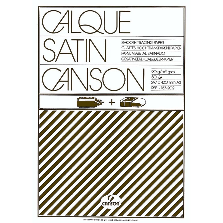 Калька сатиновая Canson "Tracing paper" A3, 50л, 90гр/м (0757202)