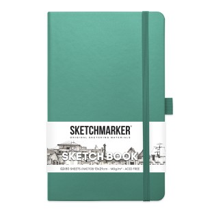 Блокнот для зарисовок Sketchmarker 13x21см, 80л, 140гр/м², твердая обложка, Изумрудный