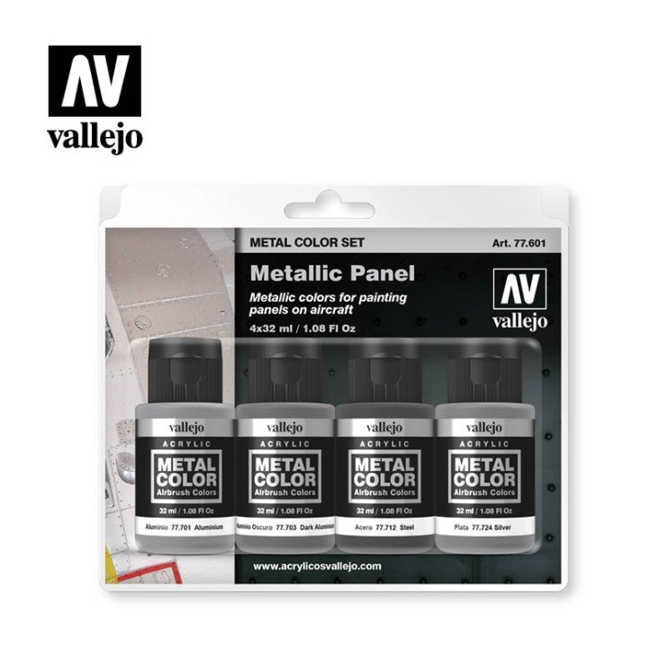 Набор Vallejo Metal Color "Metallic Panel" 77.601, 4 краски по 32 мл