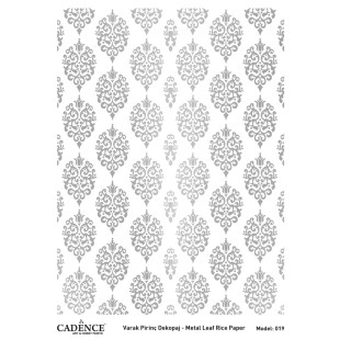Рисовая декупажная карта Cadence "Metal Leaf BackGround" 30х42см, 019 SILVER