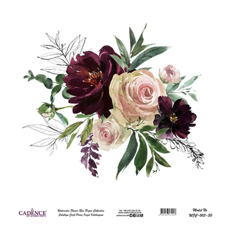Рисовая карта "Watercolor flower" 30х30см, WFC-003