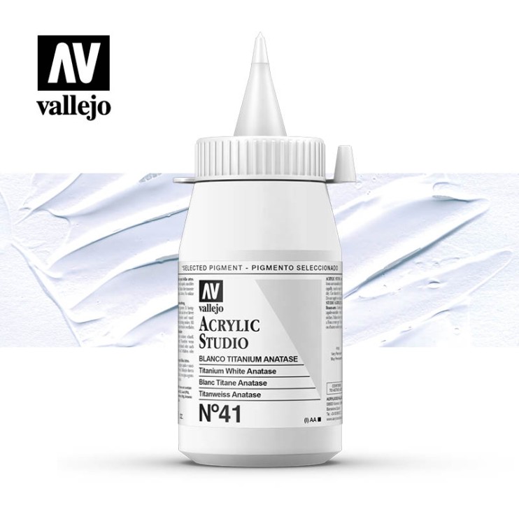 Акриловая краска Vallejo "Studio" #41 Titanium White Anatase (Белила титановые Anatase), 1л