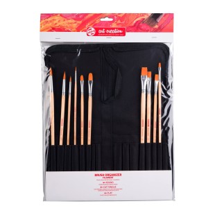 Набор кистей синтетика Art Creation "230M" 10 штук в тряпичном пенале