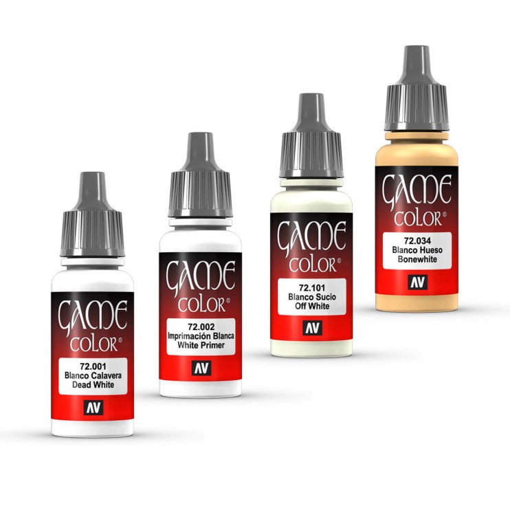 Набор красок  Vallejo "Game Color" "White" 4 штуки (№001, 002, 034, 101) по 17мл