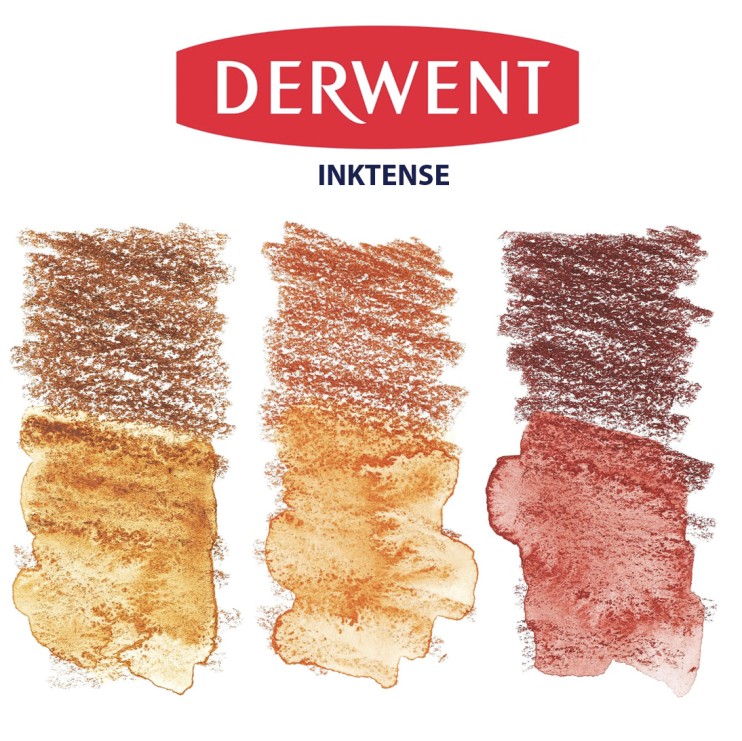 Набор карандашей чернильных Derwent "Inktense" 3 штуки, охристые оттенки (1800, 1900, 1910)