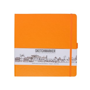 Блокнот для зарисовок Sketchmarker 20x20см, 140г/м2, 80л, твердая обложка Неоновый апельсин