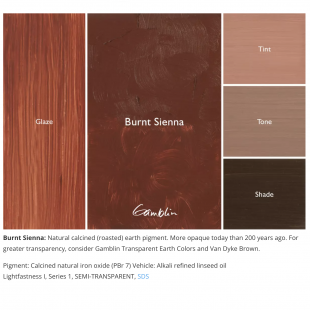 Масляная краска Gamblin "Artist" Burnt Sienna (Сиена жженая), туба 150мл