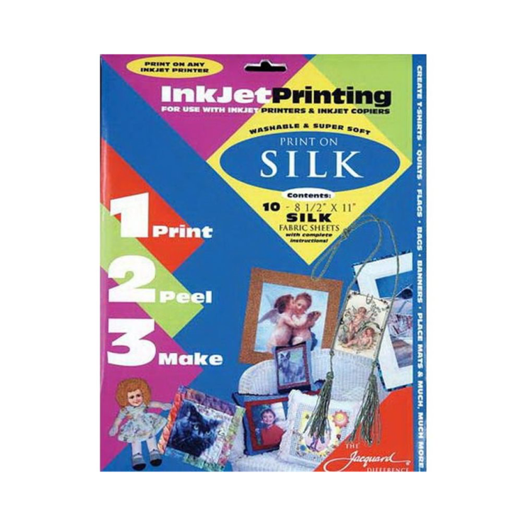 Ткань на бумажной подложке для печати Jacquard "inkjet Fabric Sheets" 100% шелк, 10листов (21,5x27,9см)