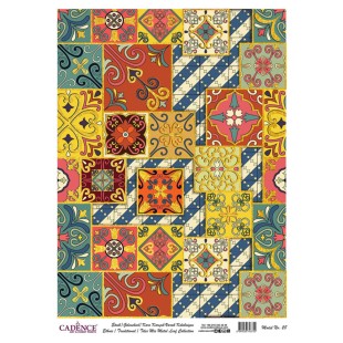 Рисовая декупажная карта Cadence "Metal Leaf" 30х42см, MLR028 плитка красная GOLD