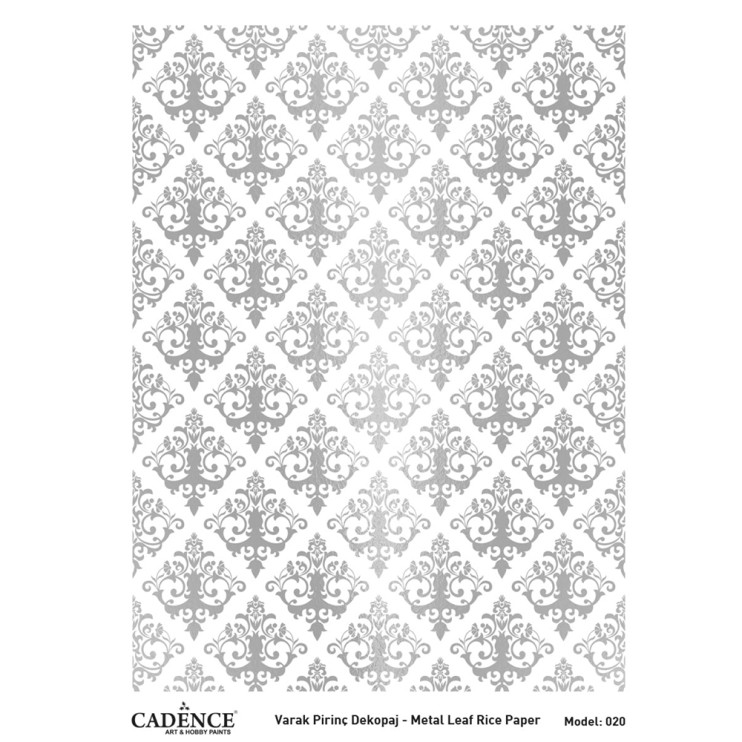 Рисовая карта "Metal Leaf BackGround" 30х42см, 020 SILVER